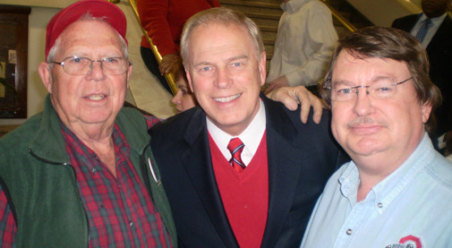 From left to right: Dale Burcham, Governor Ted Strickland, Lawrence County Treasurer Stephen Dale Burcham
